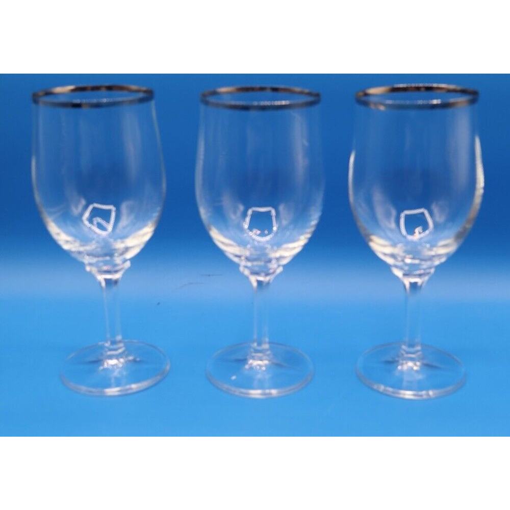 Johann Haviland Traditions Platinum Rim Wine Glasses Set of 3 Hexagon Base 7.25"
